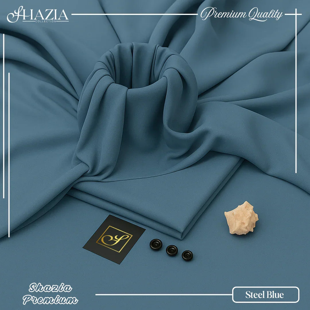 Steel Blue Shazia Premium – Unstitched (4 Meter | 58” Width)